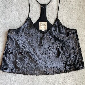 Chaser Black Sequin Camisole Top